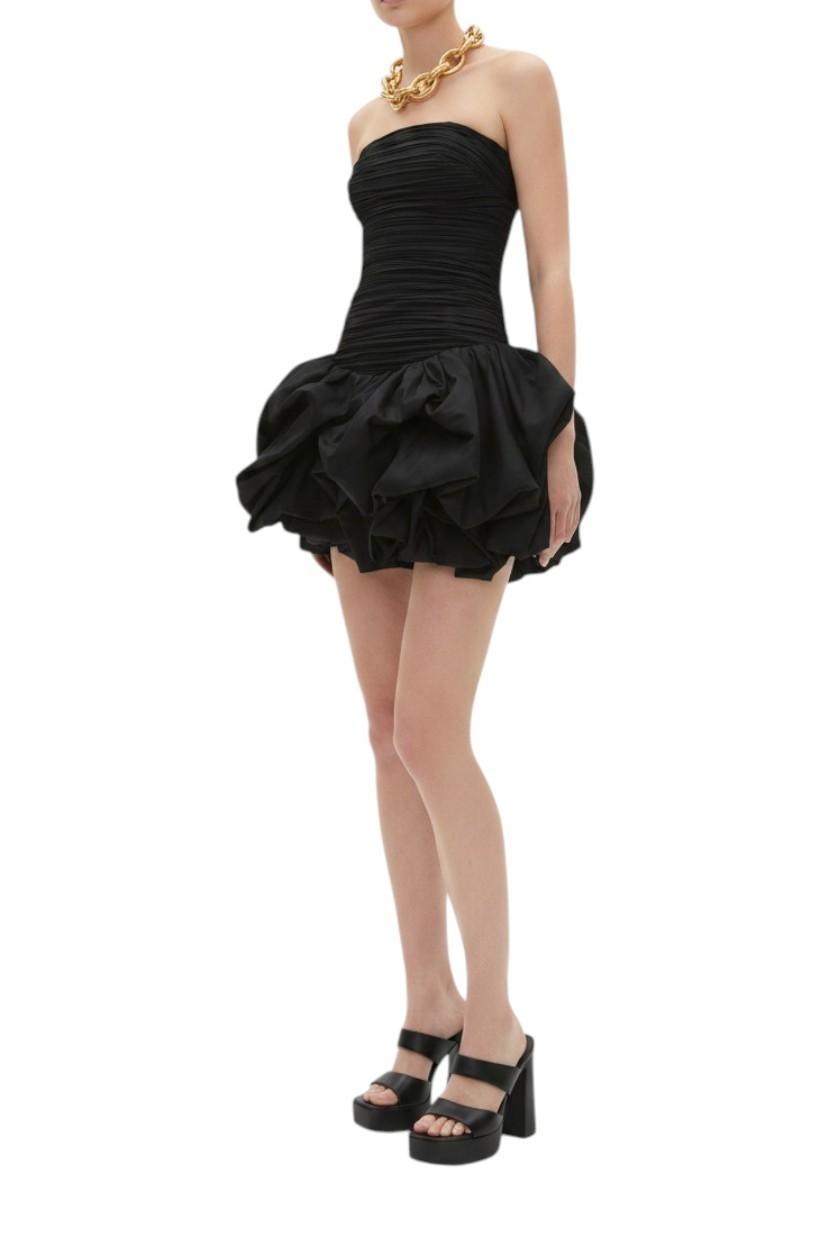 Aje Violette Bubble Hem Mini Dress | Black, Ruched, Strapless, LBD, Cocktail