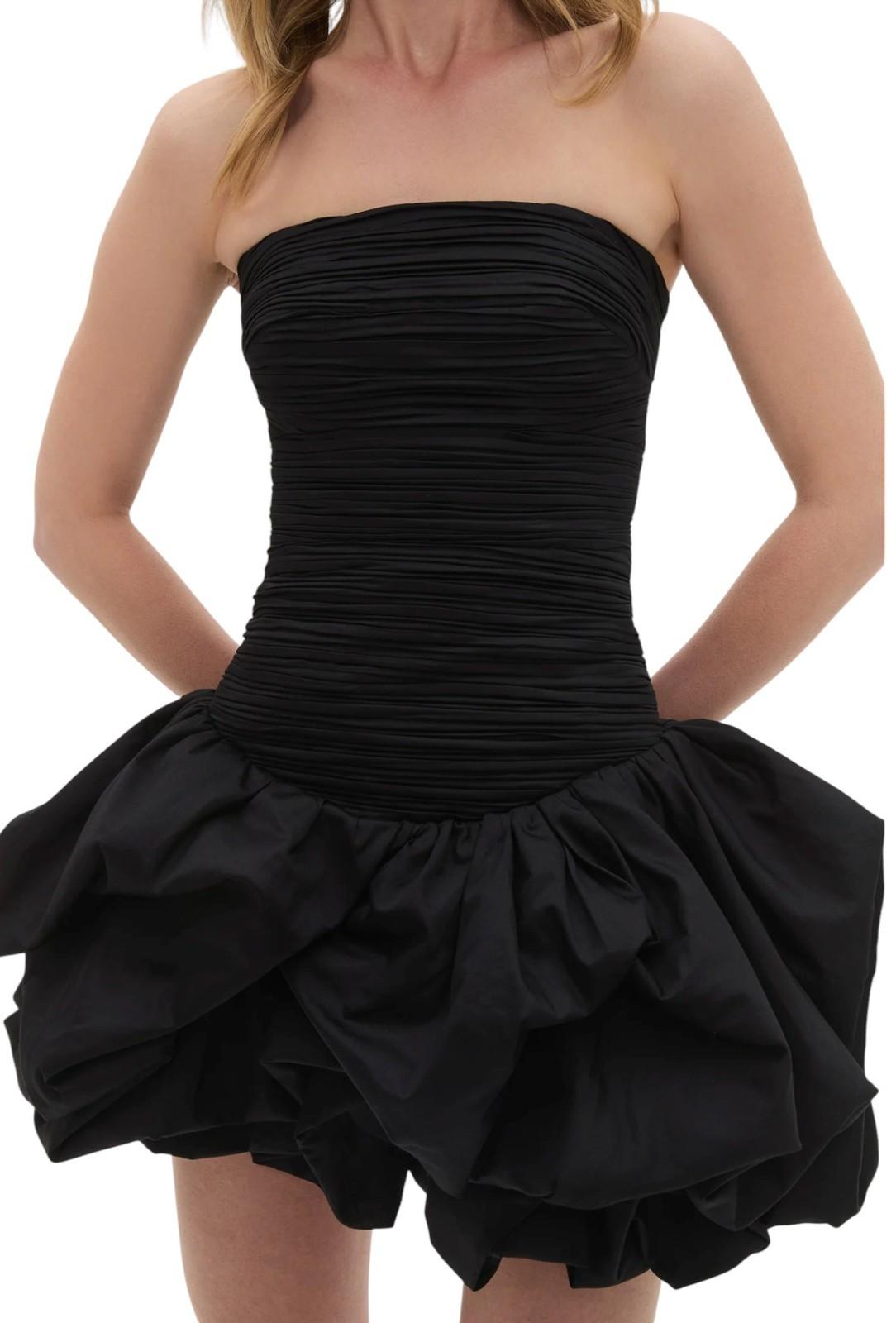Aje Violette Bubble Hem Mini Dress | Black, Ruched, Strapless, LBD, Cocktail