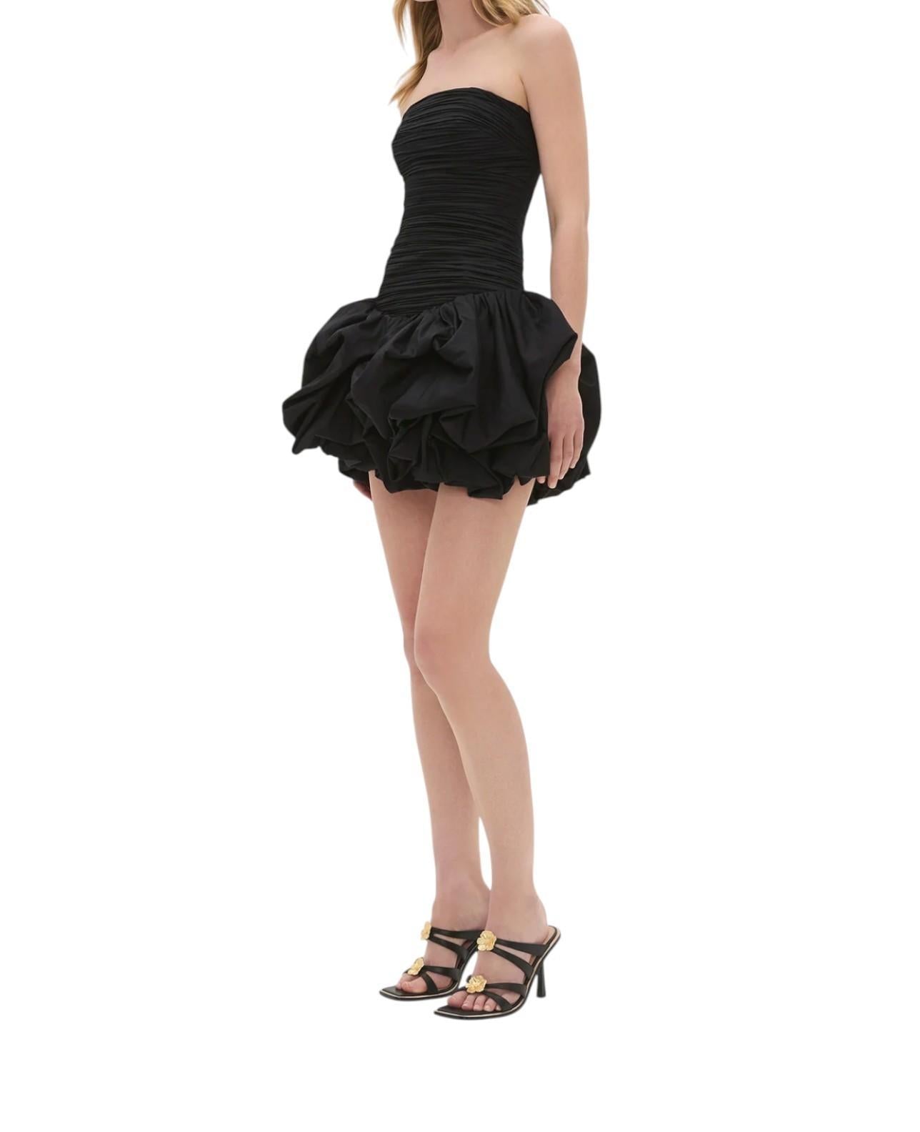 Aje Violette Bubble Hem Mini Dress | Black, Ruched, Strapless, LBD, Cocktail