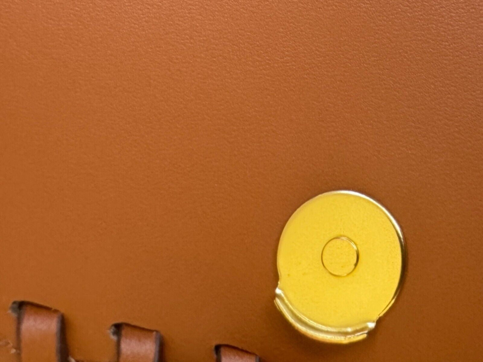 Naked Pear Aje Tasselate tan leather crossbody bag featuring a gold magnetic flap closure and leather trim detail