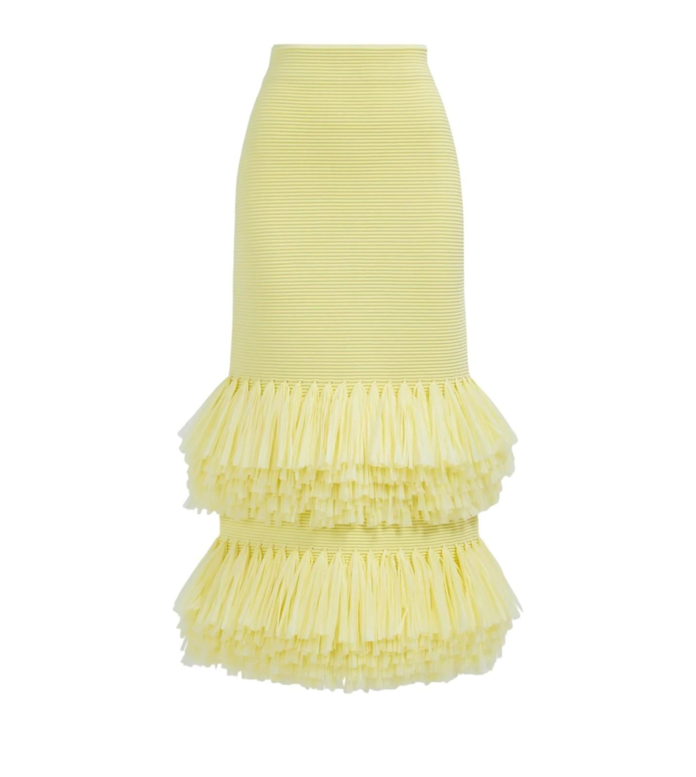 Yellow ruffled skirt on a white background