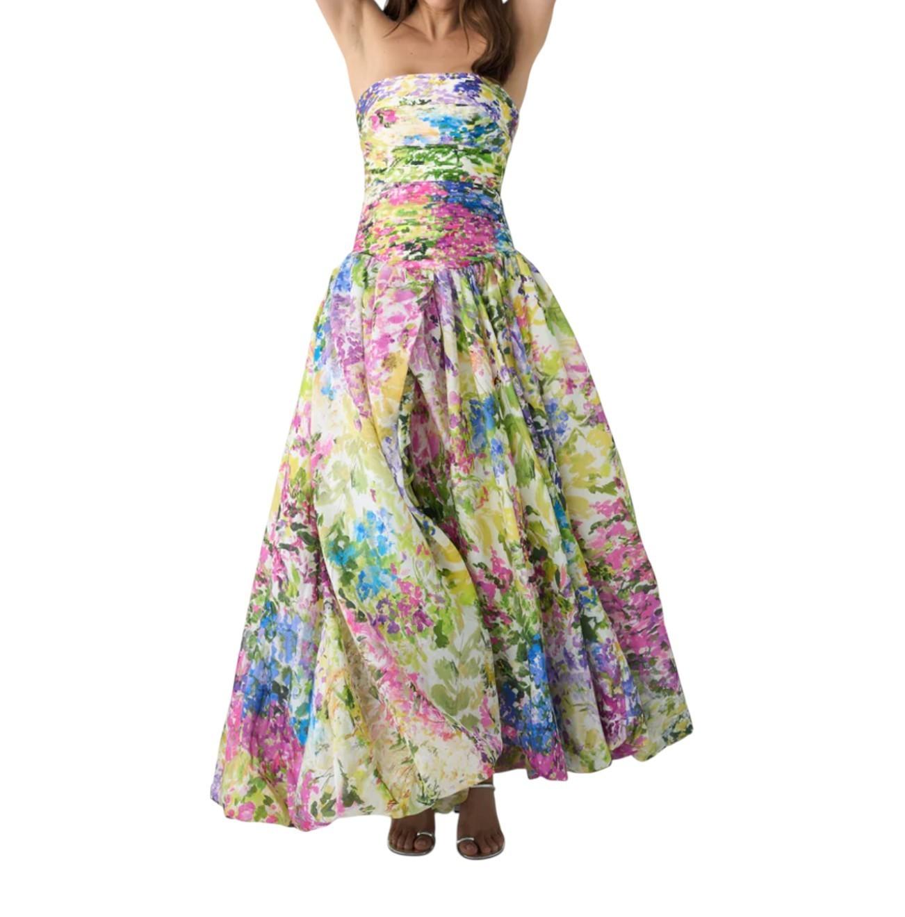 Colorful floral dress on a white background