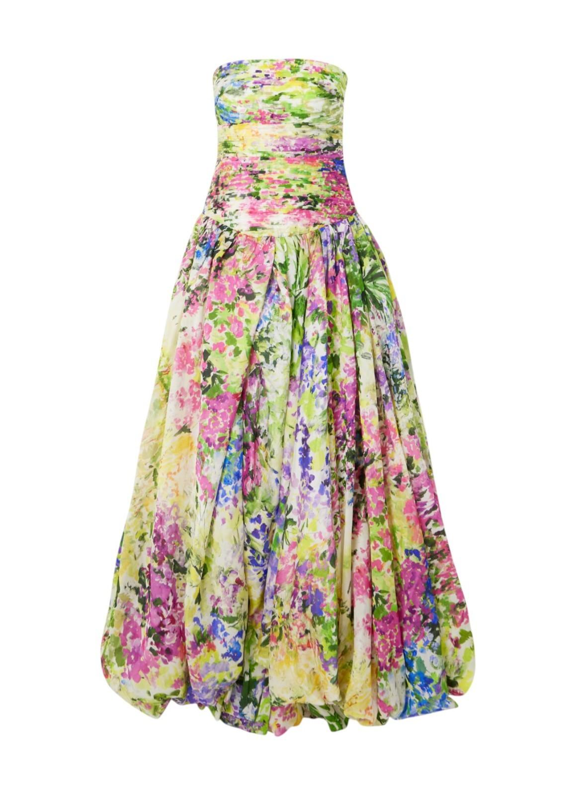 Colorful floral dress on a white background