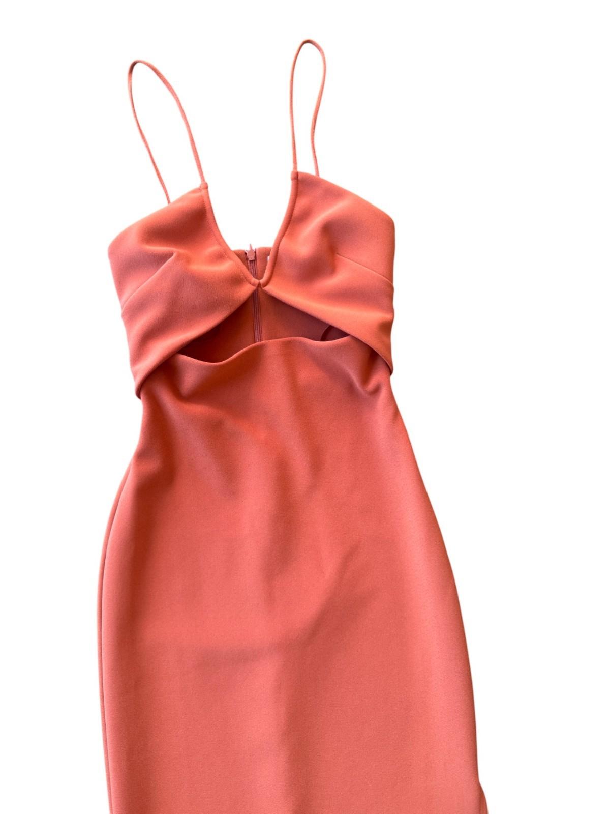 Bec + Bridge Ruby Midi Dress | Rust/Red, Stretch, Bodycon, Low V Neckline