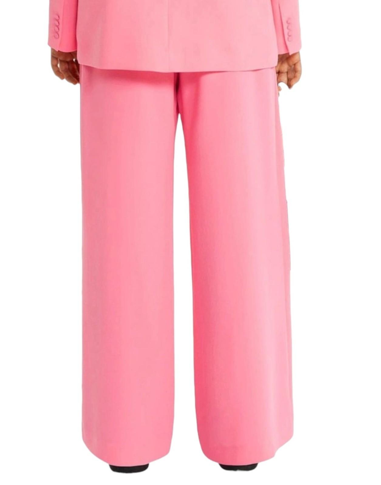 CUE Flat Front Wide Leg Pants/Trousers | Bright Pink, Sz 10, Mid Rise, Belt Loop