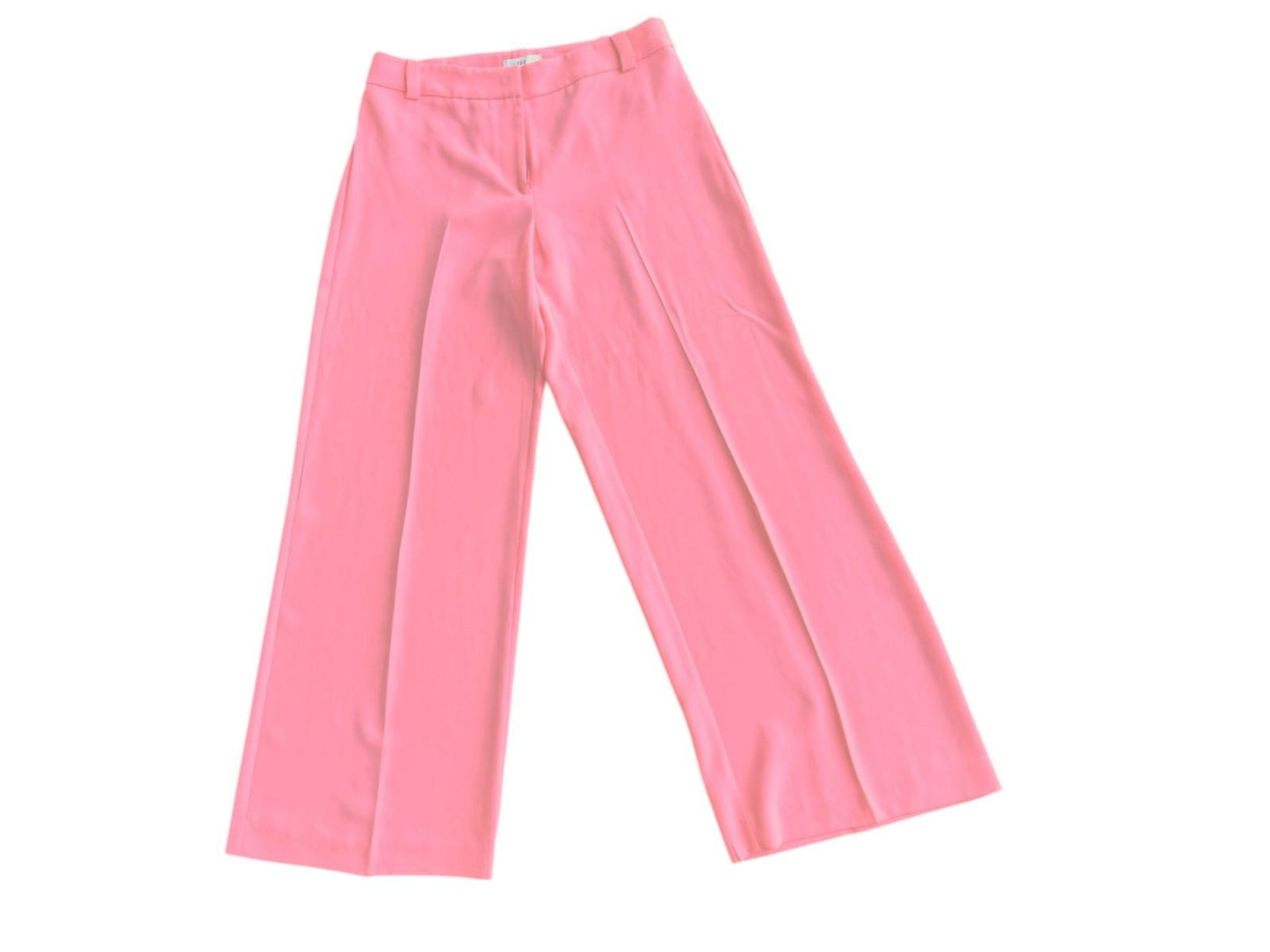 CUE Flat Front Wide Leg Pants/Trousers | Bright Pink, Sz 10, Mid Rise, Belt Loop