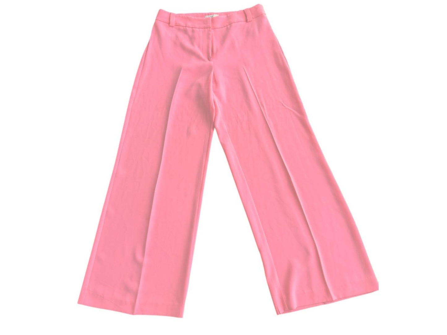 CUE Flat Front Wide Leg Pants/Trousers | Bright Pink, Sz 10, Mid Rise, Belt Loop