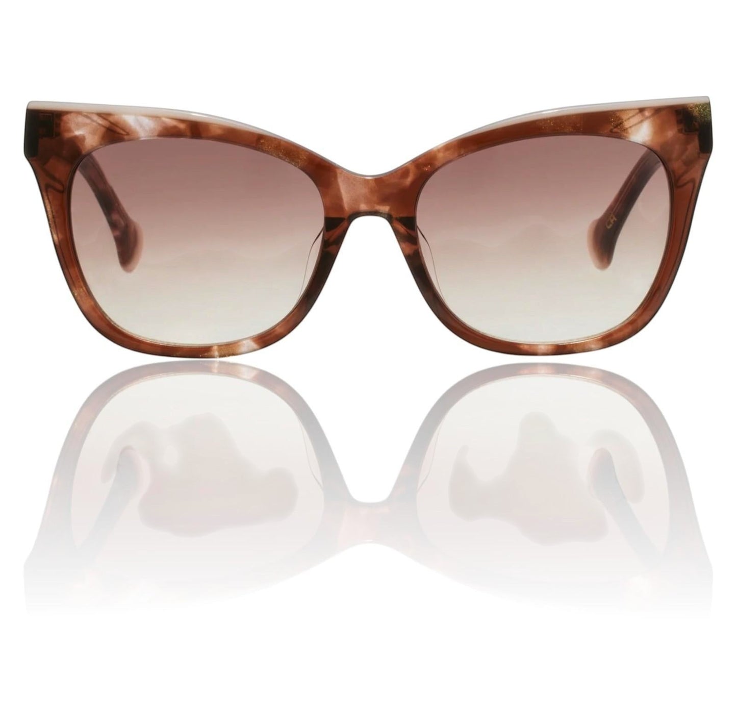 Naked Pear Camilla Busy Day in Soho cat-eye sunglasses in brown shimmer acetate with gradient lenses.