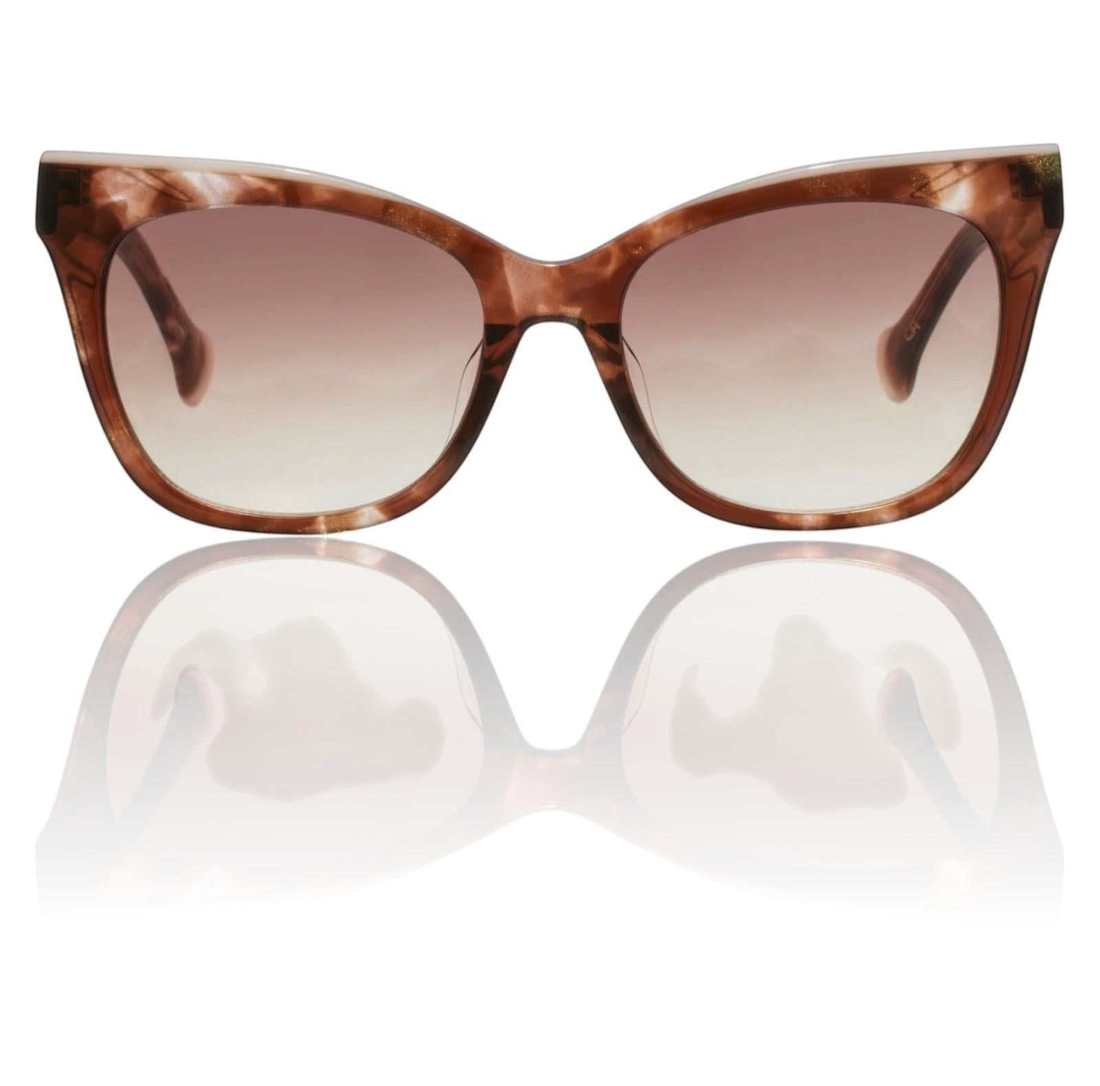 Naked Pear Camilla Busy Day in Soho cat-eye sunglasses in brown shimmer acetate with gradient lenses.