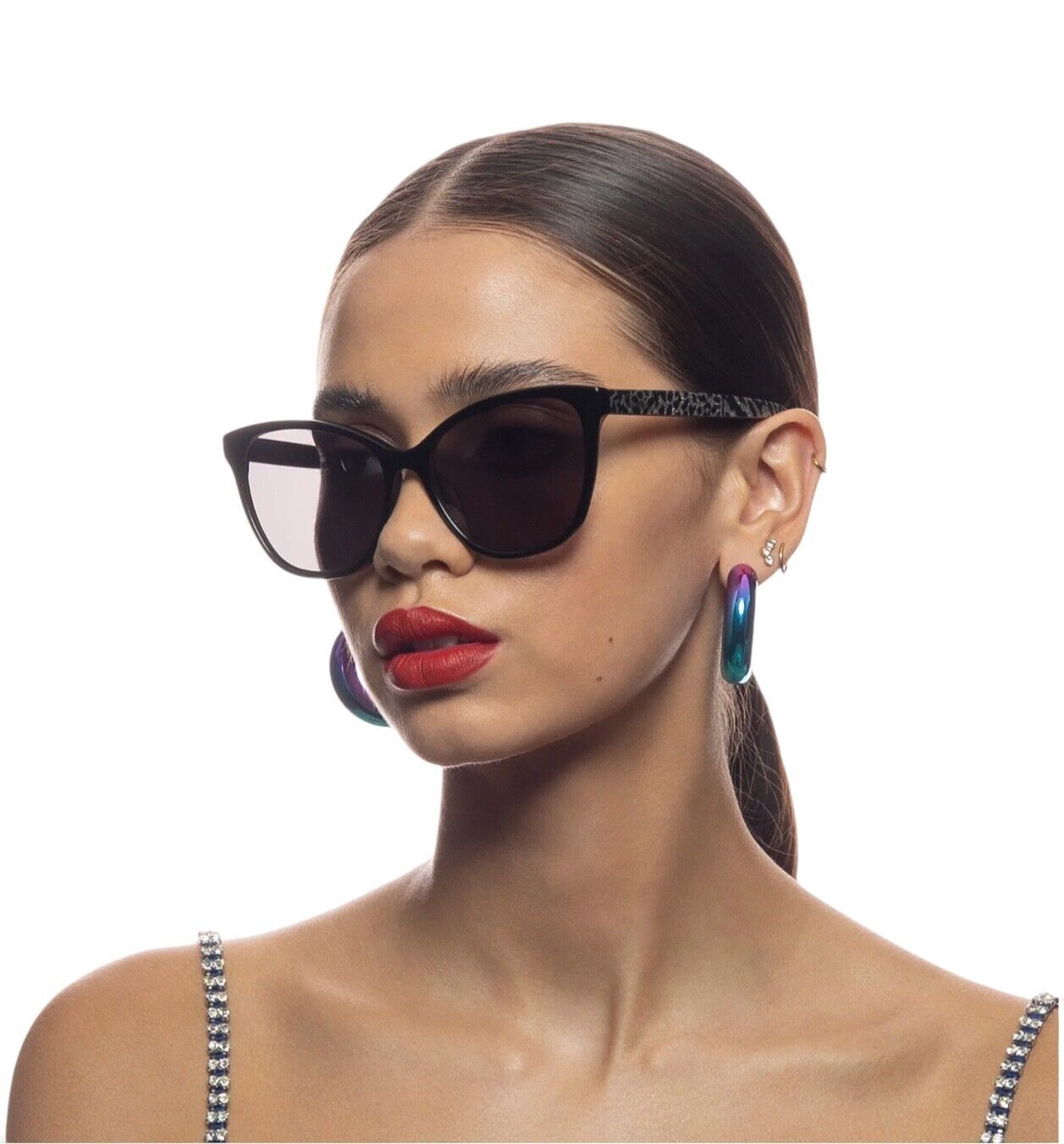 Camilla Come Sail Away Sunglasses |Black/Leopard, Acetate, Cat Eye, Polarised