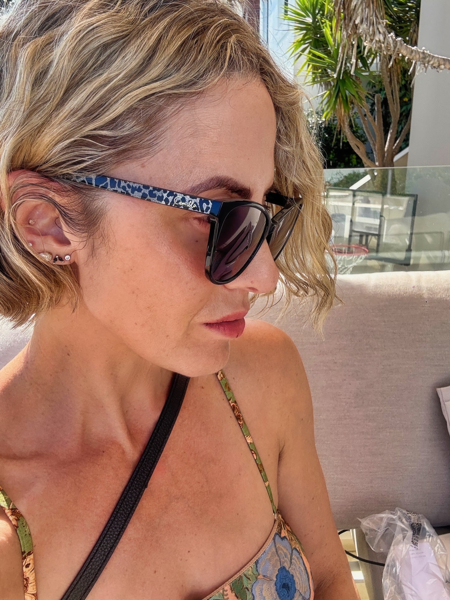 Camilla Come Sail Away Sunglasses |Black/Leopard, Acetate, Cat Eye, Polarised