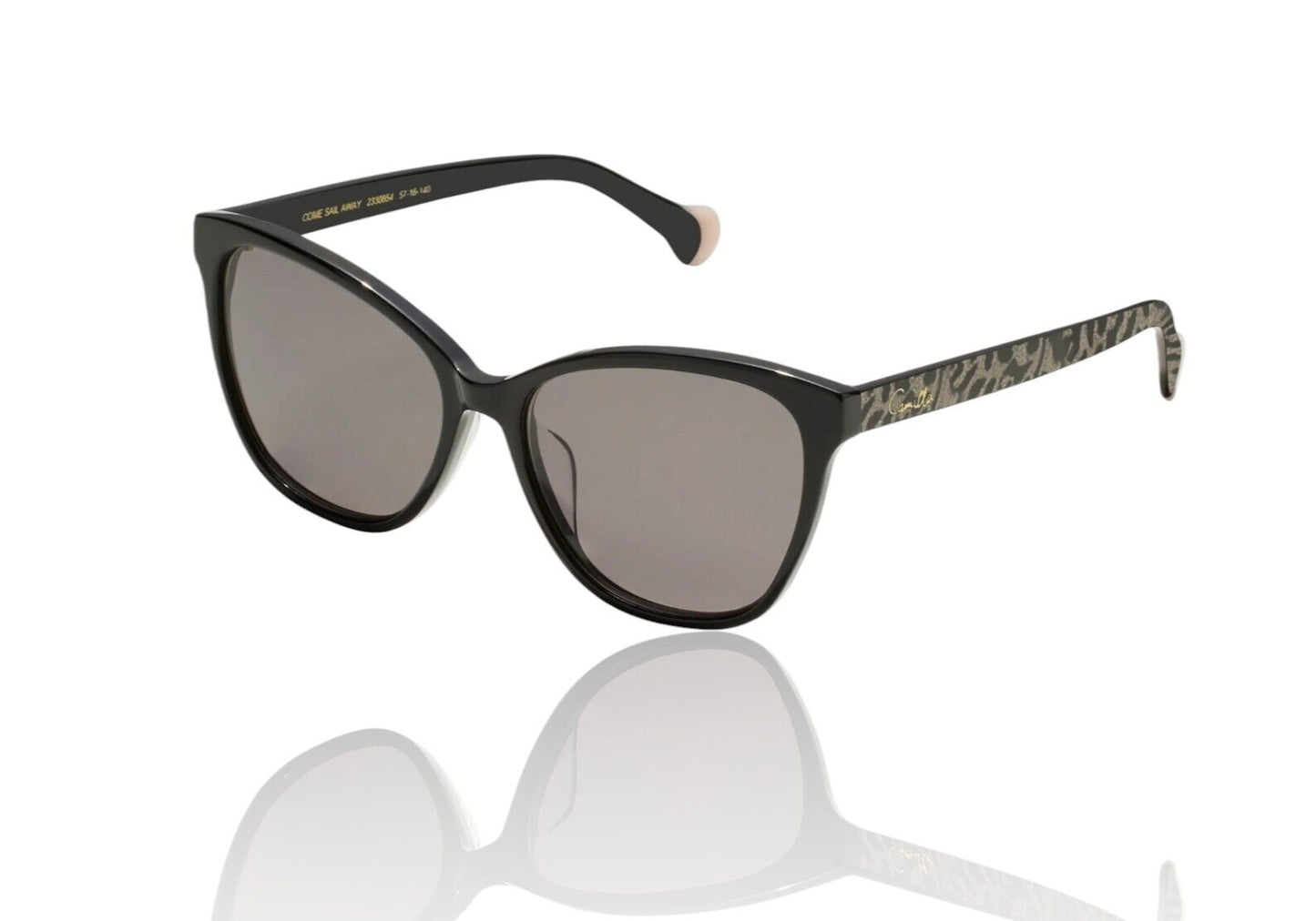 Camilla Come Sail Away Sunglasses |Black/Leopard, Acetate, Cat Eye, Polarised