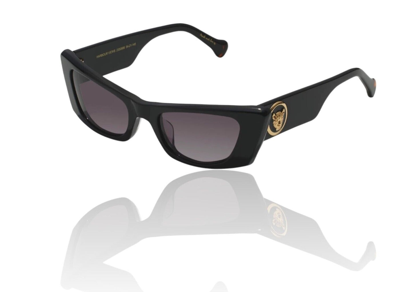 Camilla Harbour Views Sunglasses | Black, Acetate, Gold Jagi, Cats Eye/Rectangle