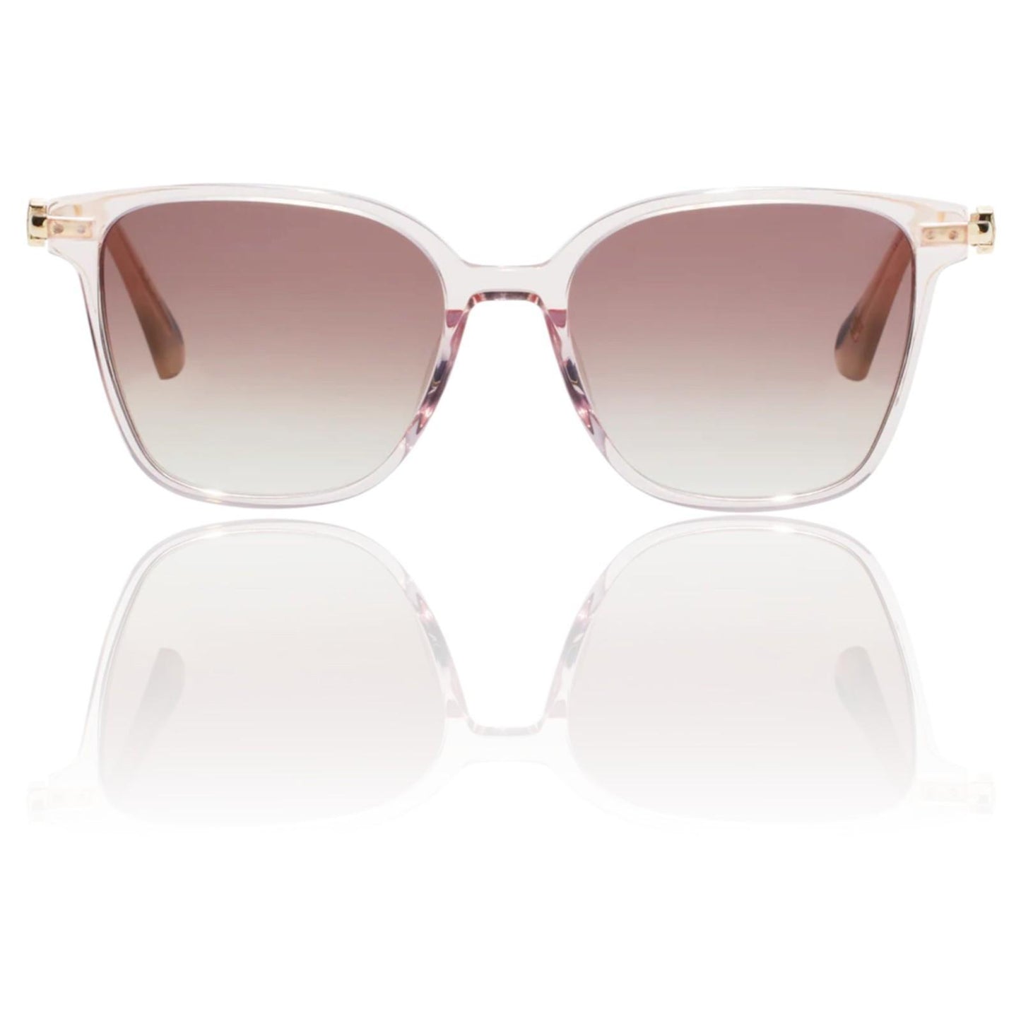 Sunglasses with a gradient brown lens on a white background