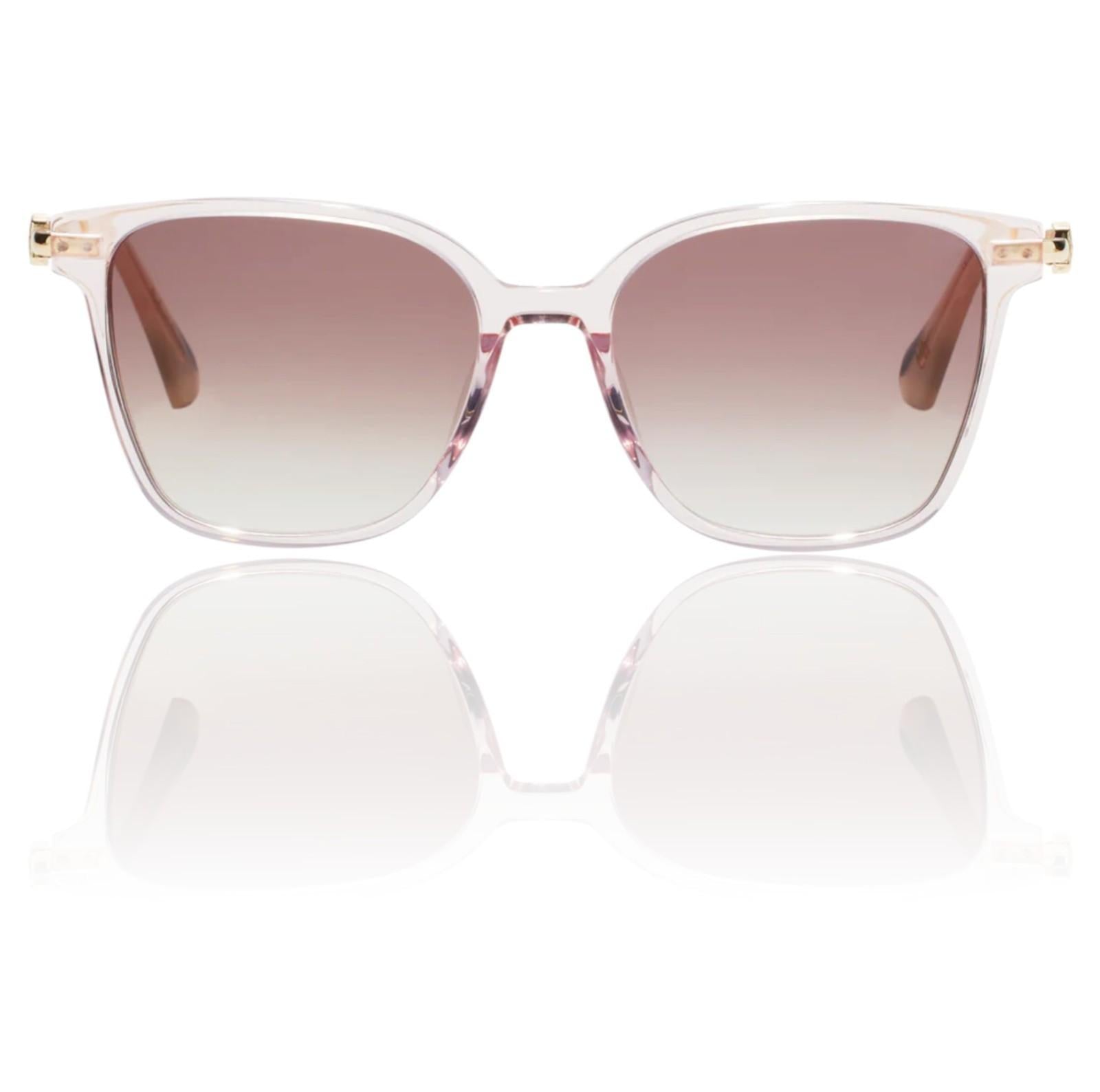 Sunglasses with a gradient brown lens on a white background