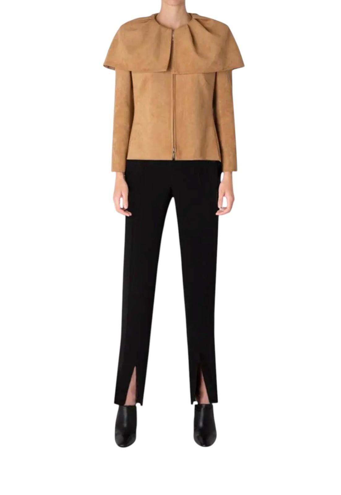 Carla Zampatti Suede-Effect Caped Jacket | Camel/Brown, Sz 10, Zipper, Lined