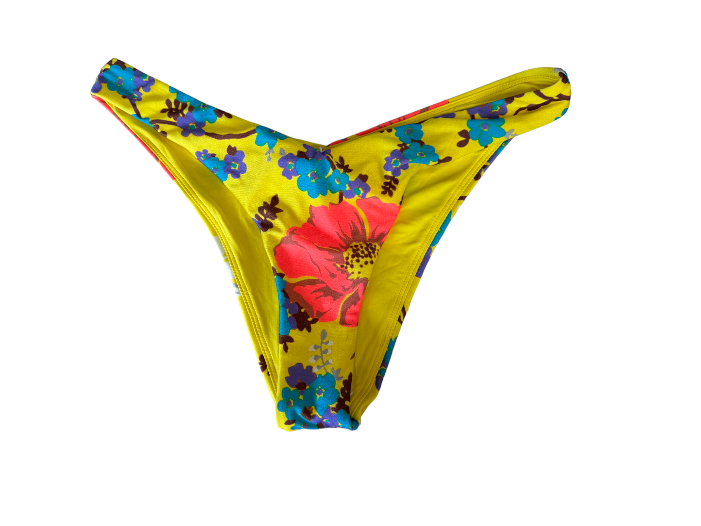 Zimmermann Estelle Bandeau Bikini BOTTOMS| Yellow Floral, Low Rise Bottoms, Swim