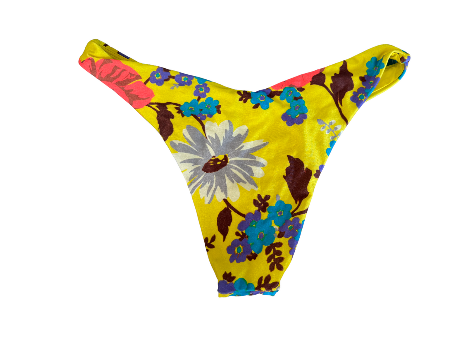 Zimmermann Estelle Bandeau Bikini BOTTOMS| Yellow Floral, Low Rise Bottoms, Swim