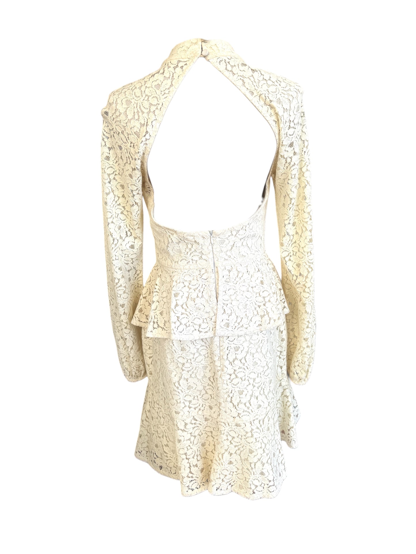Rebecca Valance Sistine Frill Mini Dress | White, Lace, Peplum, Bridal, Size 8