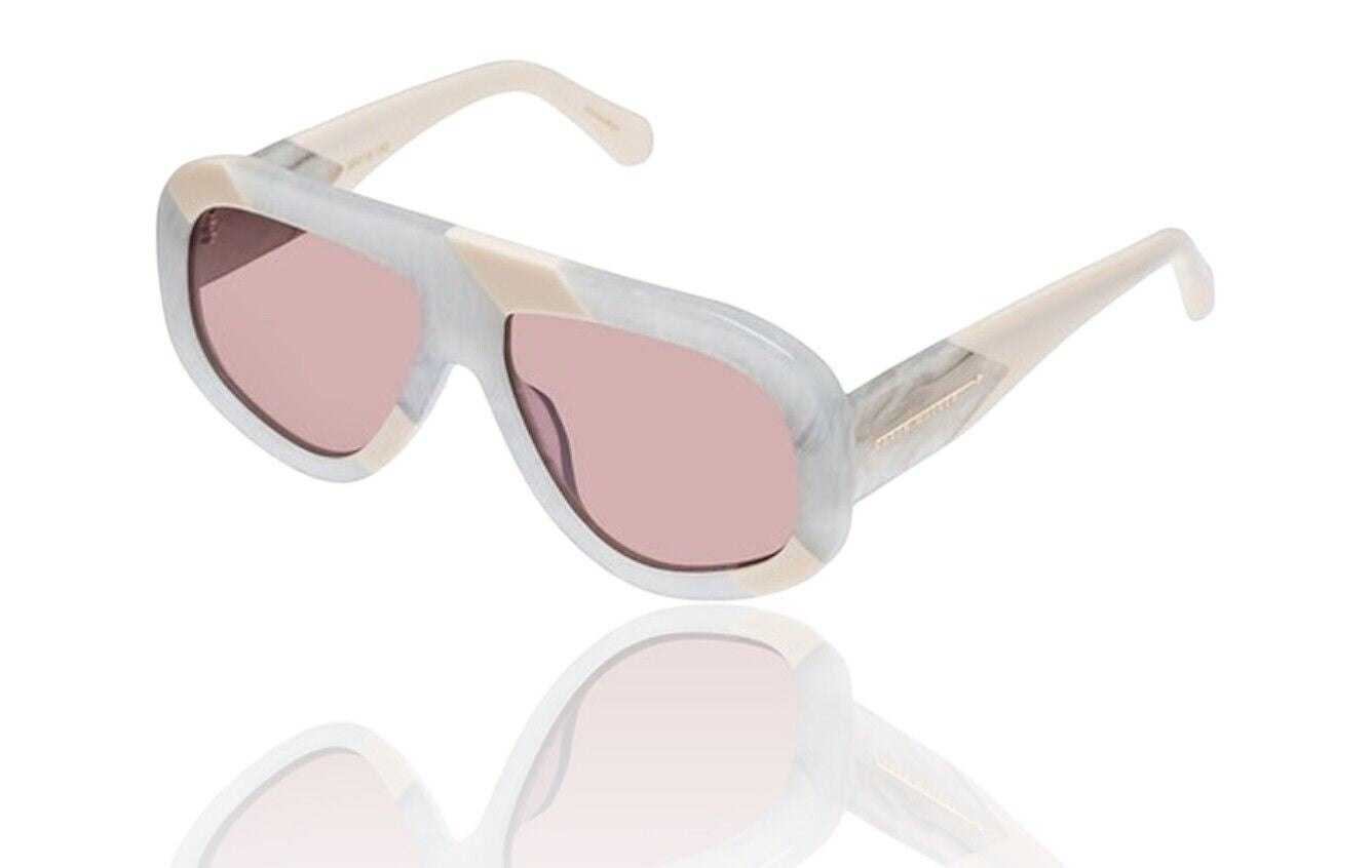 Naked Pear Karen Walker Centurion aviator sunglasses in marble stripe acetate with tan-tinted lenses.