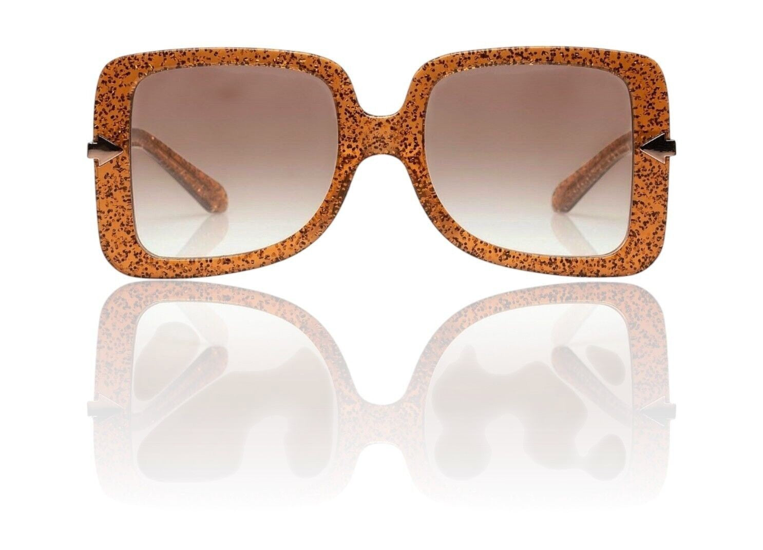 Naked Pear Karen Walker Eden oversize D-frame sunglasses in supernova glitter acetate with brown gradient lenses.