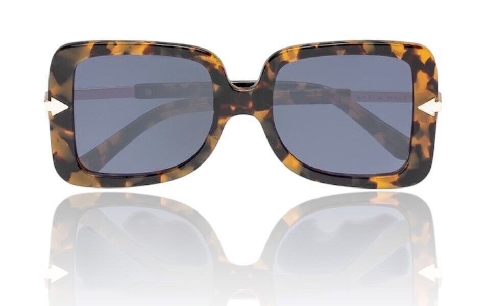 Naked Pear Karen Walker Eden sunglasses featuring oversized D-frame crazy tortoise shell acetate and blue tinted lenses