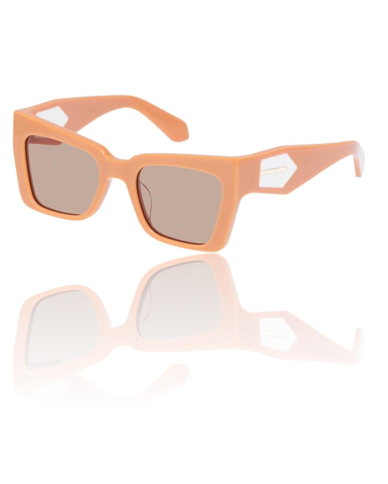 Naked Pear Karen Walker Immortalised square cat-eye sunglasses in Italian clay acetate with ivory accents.
