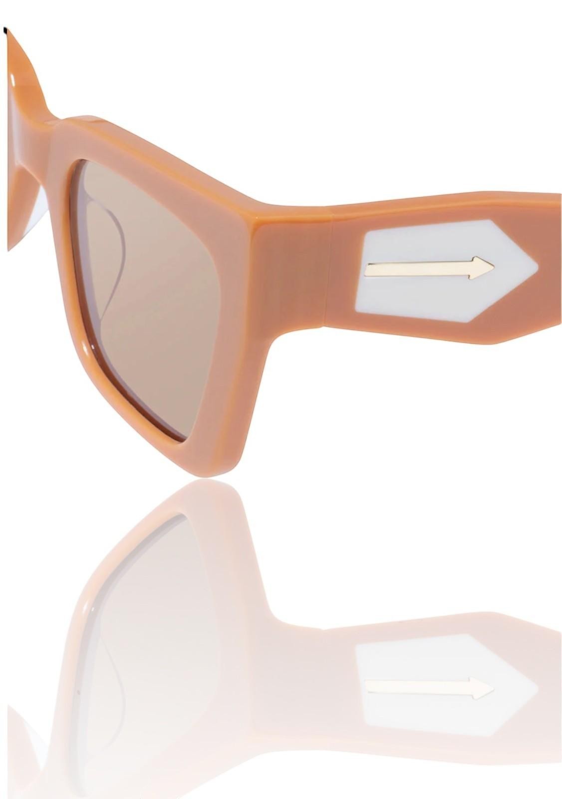 Naked Pear Karen Walker Immortalised square cat-eye sunglasses in Italian clay acetate with ivory and gold arrow detail
