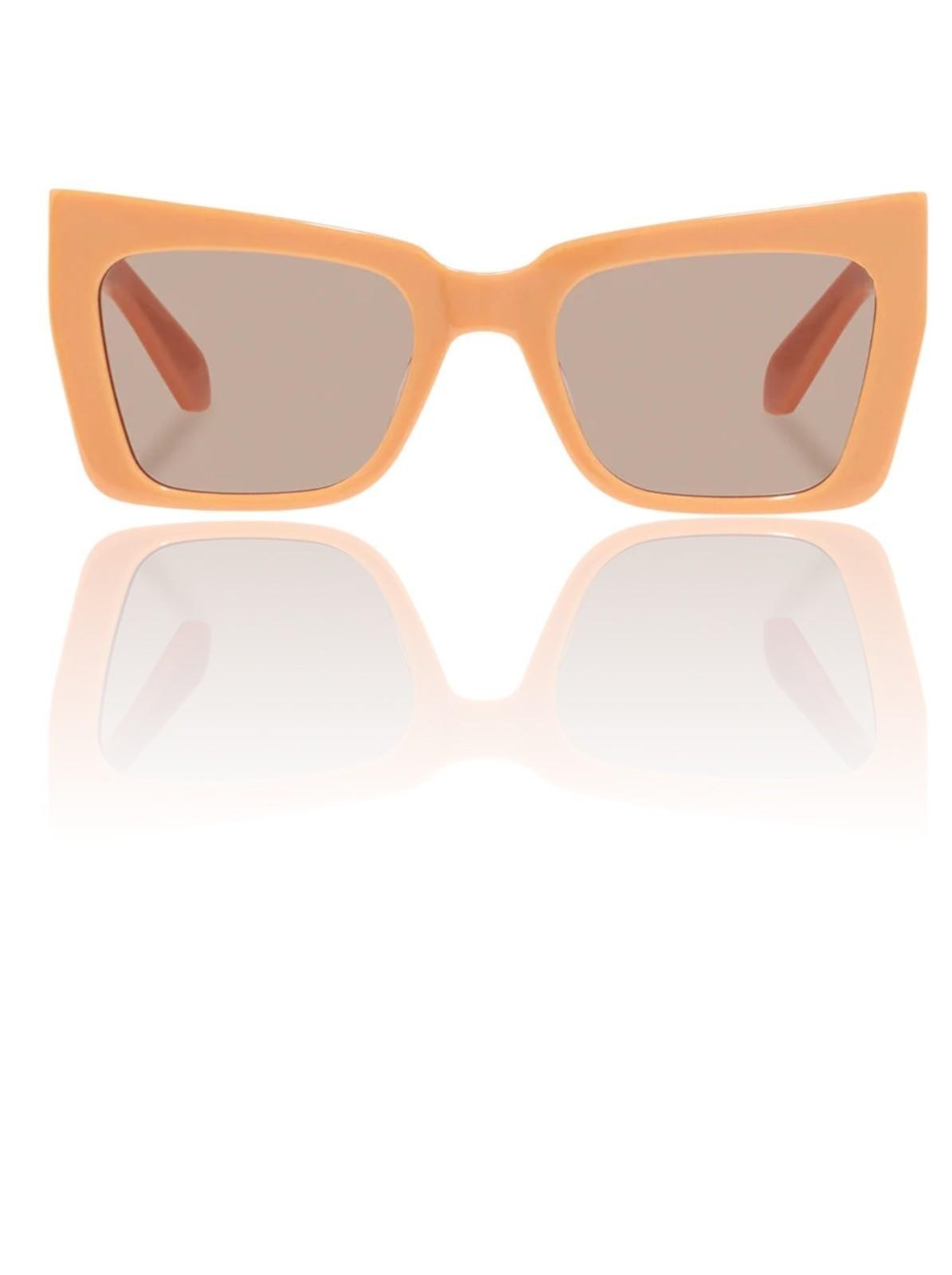 Naked Pear Karen Walker Immortalised square cat-eye sunglasses in Italian clay acetate with tan-tinted lenses.