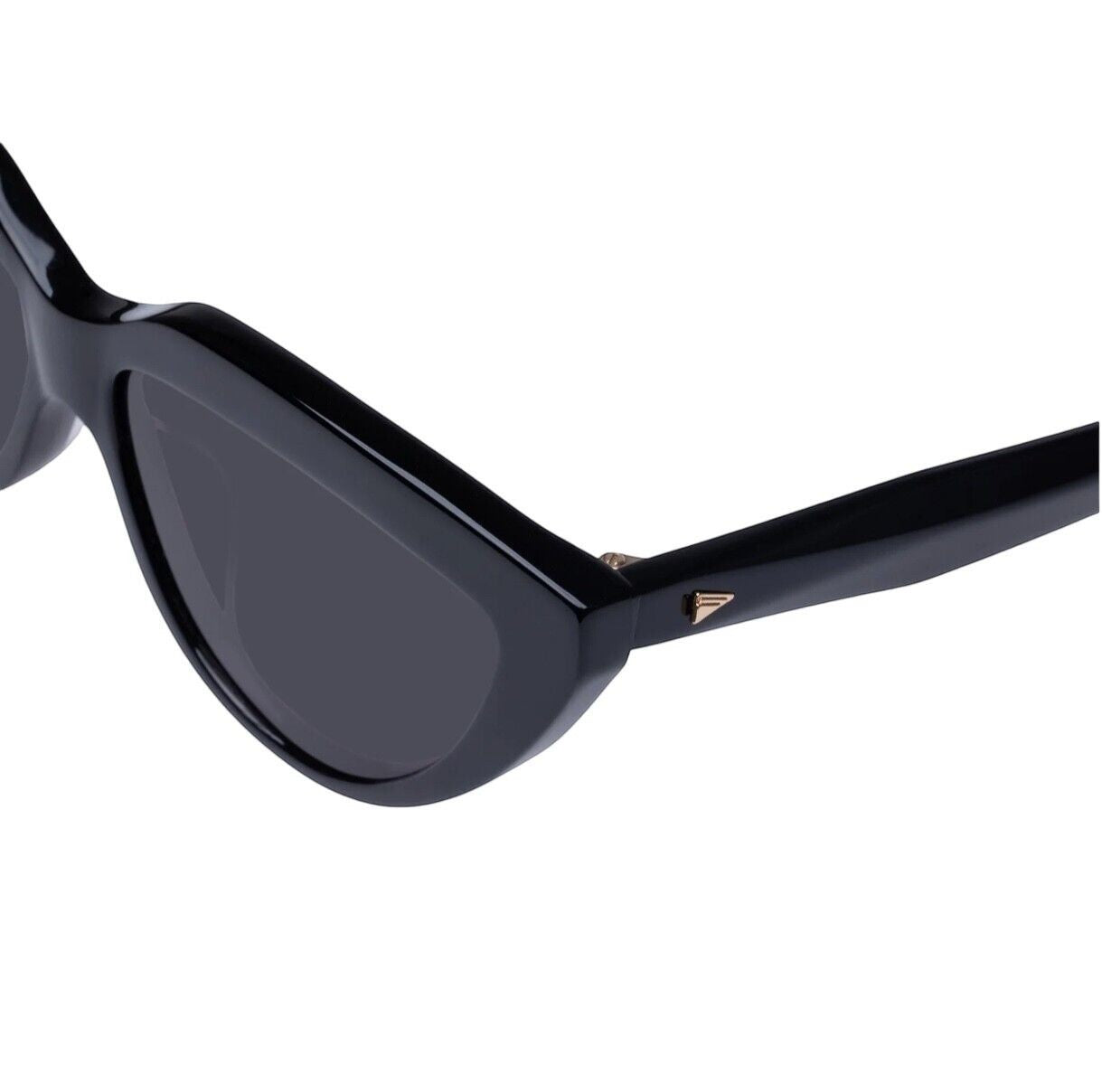 Naked Pear Karen Walker Lash Splash black bio-acetate cat-eye sunglasses with signature arrow temple hardware