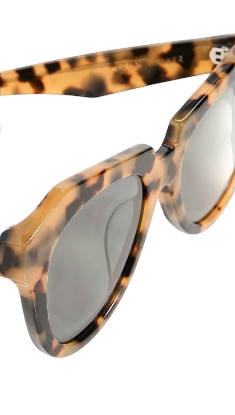 Naked Pear Karen Walker Number One 22 B cat-eye sunglasses in tortoise shell bio-acetate with grey smoke lenses.