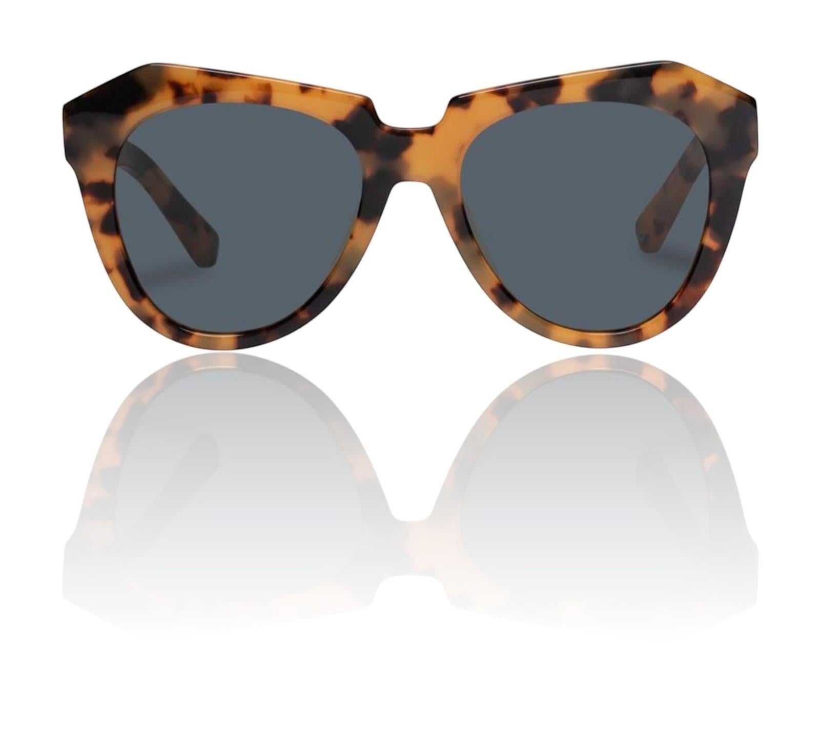 Naked Pear Karen Walker Number One 22 B cat-eye sunglasses in tortoise shell bio-acetate with grey smoke mono lenses.