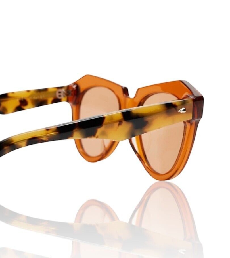 Naked Pear Karen Walker Number One oversized cat-eye sunglasses in persimmon acetate with tortoise shell arms
