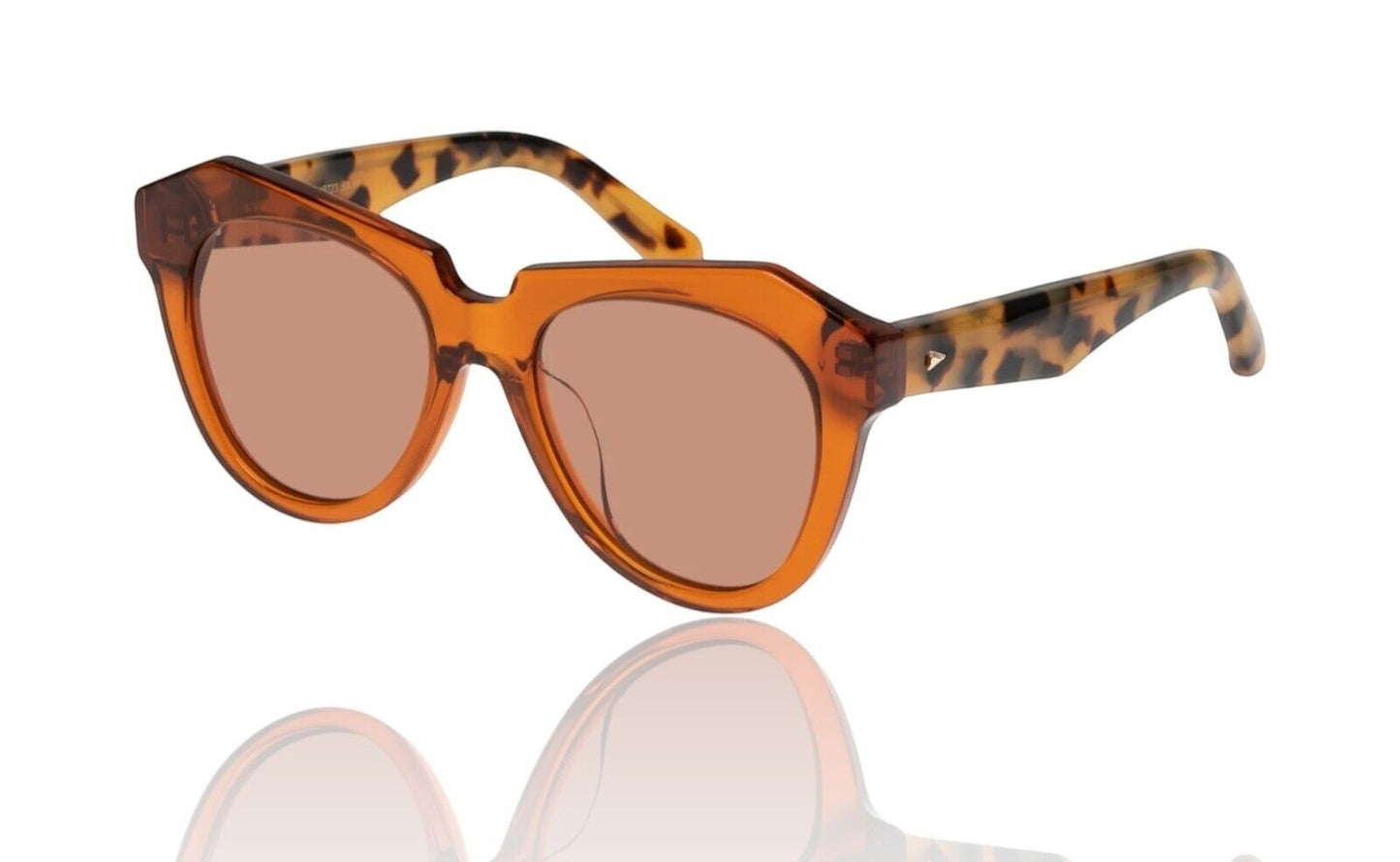 Naked Pear Karen Walker Number One oversized cat-eye sunglasses in crystal persimmon acetate with tortoise shell arms