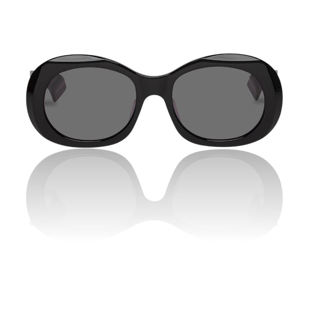 Naked Pear Karen Walker Parlour B oversized black oval acetate sunglasses with smoke mono lenses