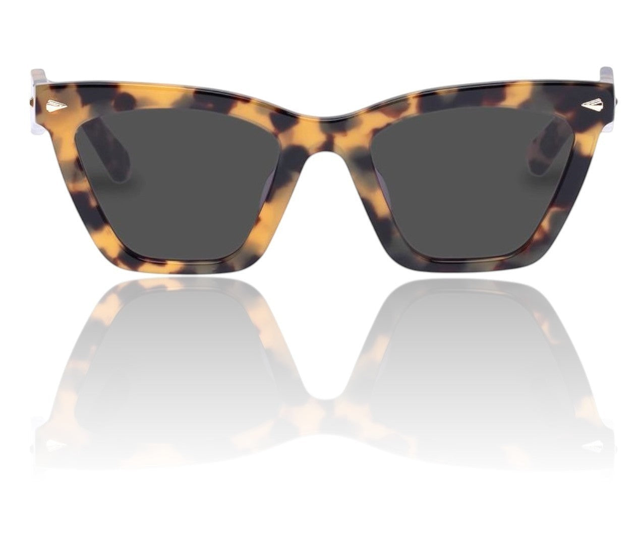 Naked Pear Karen Walker Spellbound cat-eye sunglasses in crazy tortoise shell acetate with gold arrow hardware