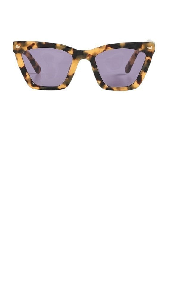 Naked Pear Karen Walker Spellbound cat-eye sunglasses in crazy tortoise shell acetate with gold arrow hardware