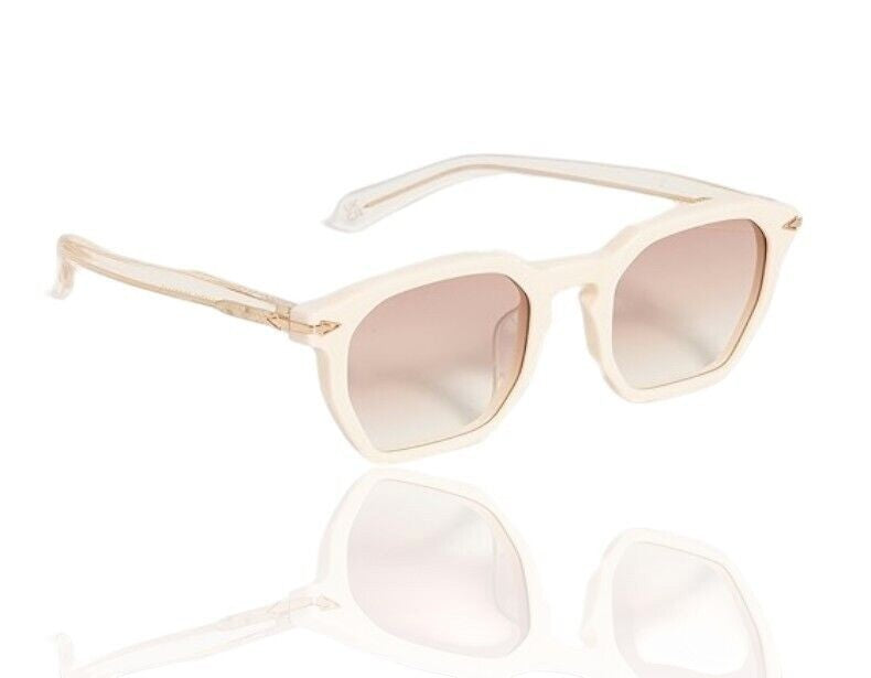 Naked Pear Karen Walker Trillion geometric sunglasses in ivory acetate with brown gradient lenses and gold arrow detail