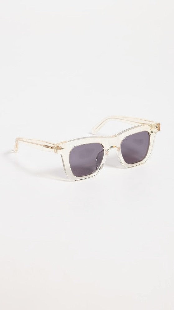 Naked Pear Karen Walker Triple Ripple square sunglasses in vintage clear acetate with grey mono lenses