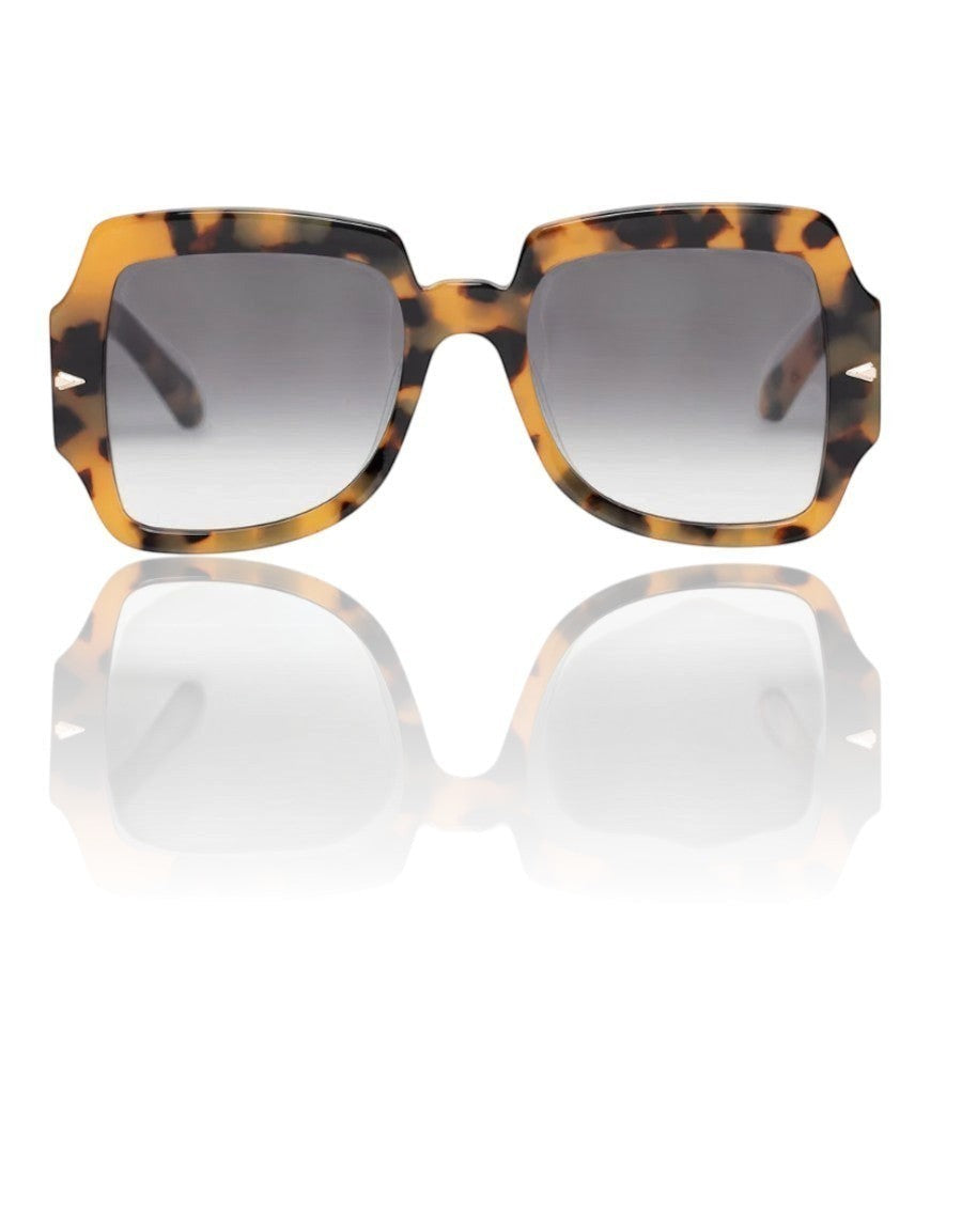Naked Pear Karen Walker Ultra Vulture oversized square sunglasses in tortoise shell bio-acetate with signature pins.