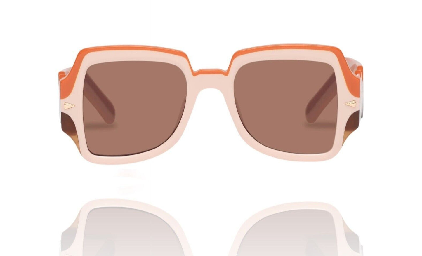 Naked Pear Karen Walker Wavy Ultra B sunglasses in Sundown with oversized square bio-acetate frames and brown lenses.