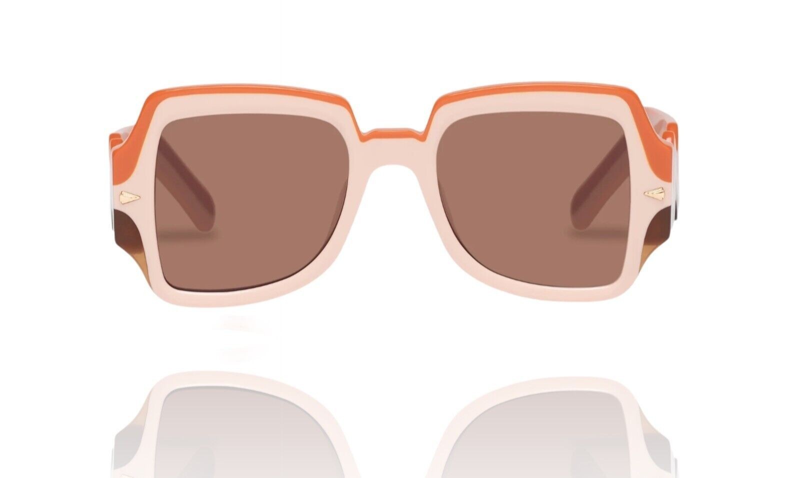 Naked Pear Karen Walker Wavy Ultra B sunglasses in Sundown with oversized square bio-acetate frames and brown lenses.