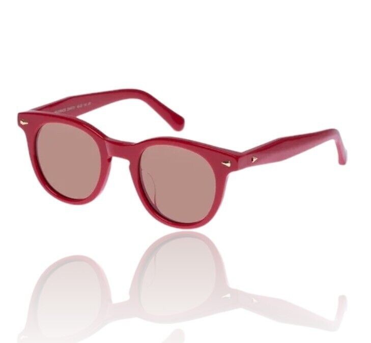 Naked Pear Karen Walker Wilderness round sunglasses in scarlet red acetate with persimmon tint lenses and arrow detail