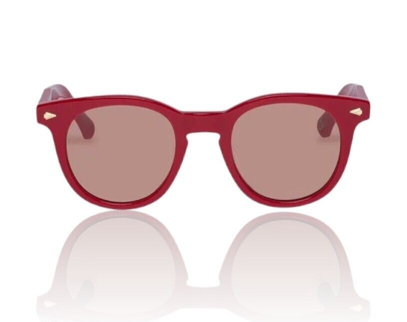 Naked Pear Karen Walker Wilderness round sunglasses in scarlet red acetate with persimmon tinted lenses