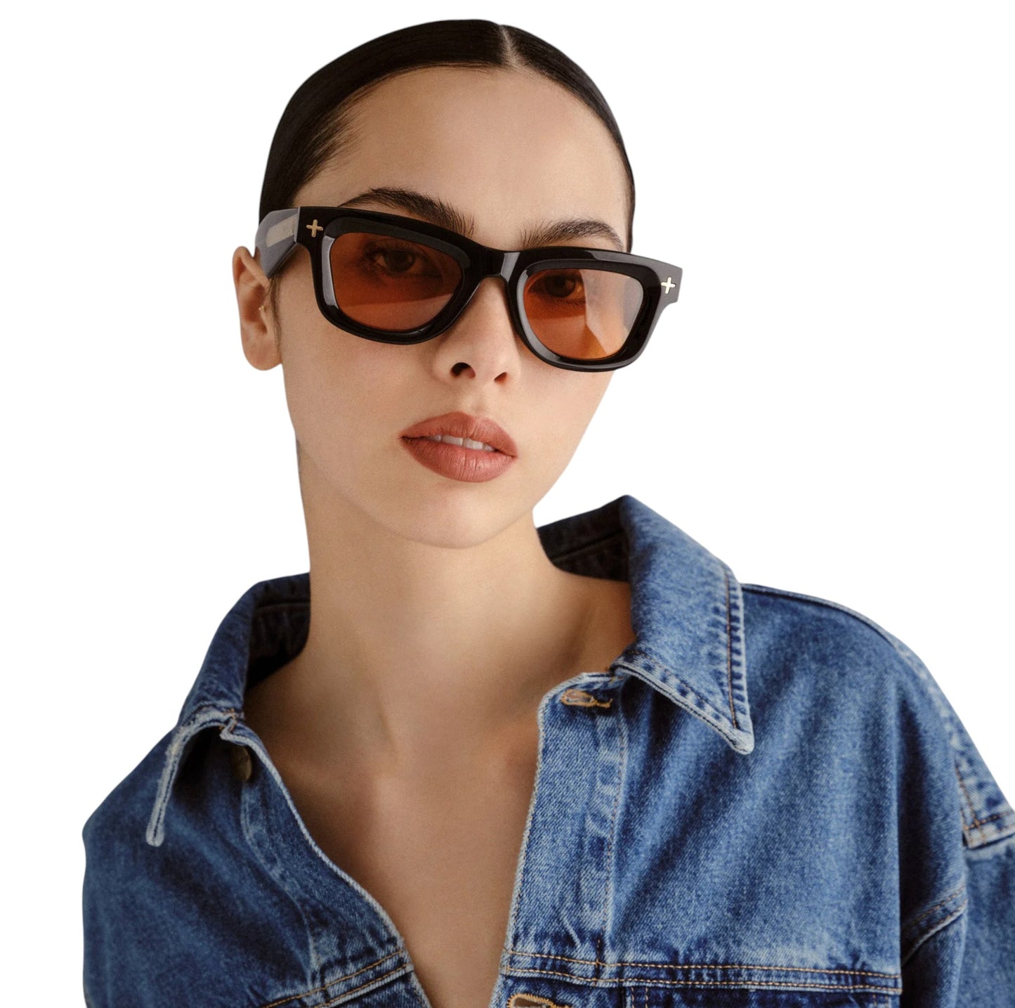 Ksubi Goodsen II Sunglasses | Black/Gold Acetate | Amber Tint, D-Frame, Unisex