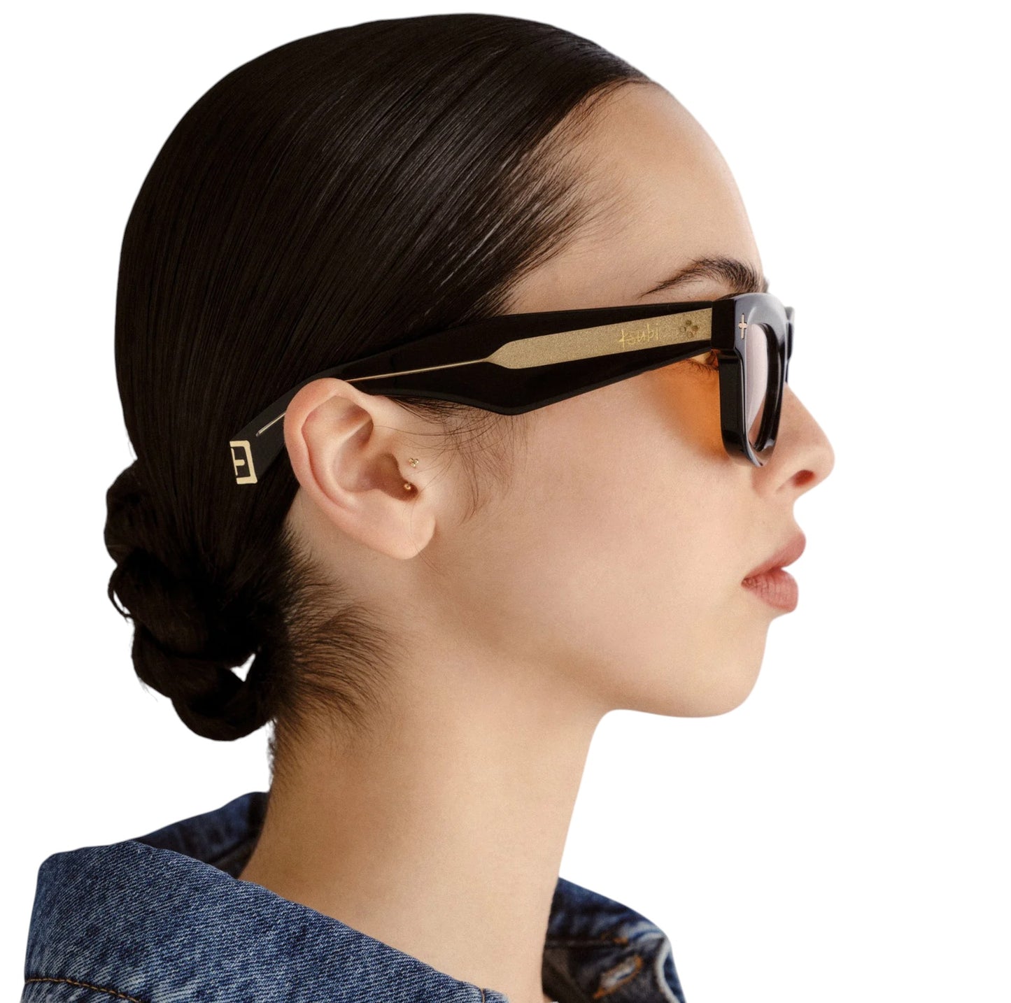Ksubi Goodsen II Sunglasses | Black/Gold Acetate | Amber Tint, D-Frame, Unisex