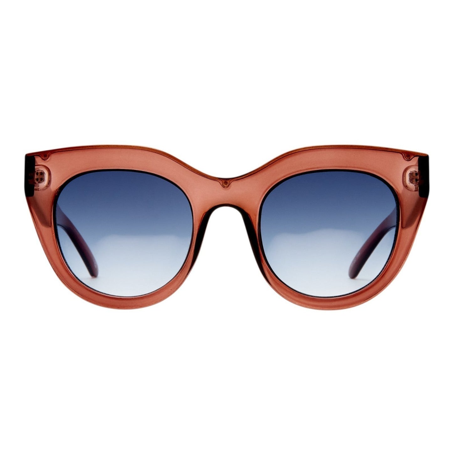 Naked Pear Le Specs Air Heart cat eye sunglasses in smokey pink transparent acetate with grey gradient lenses