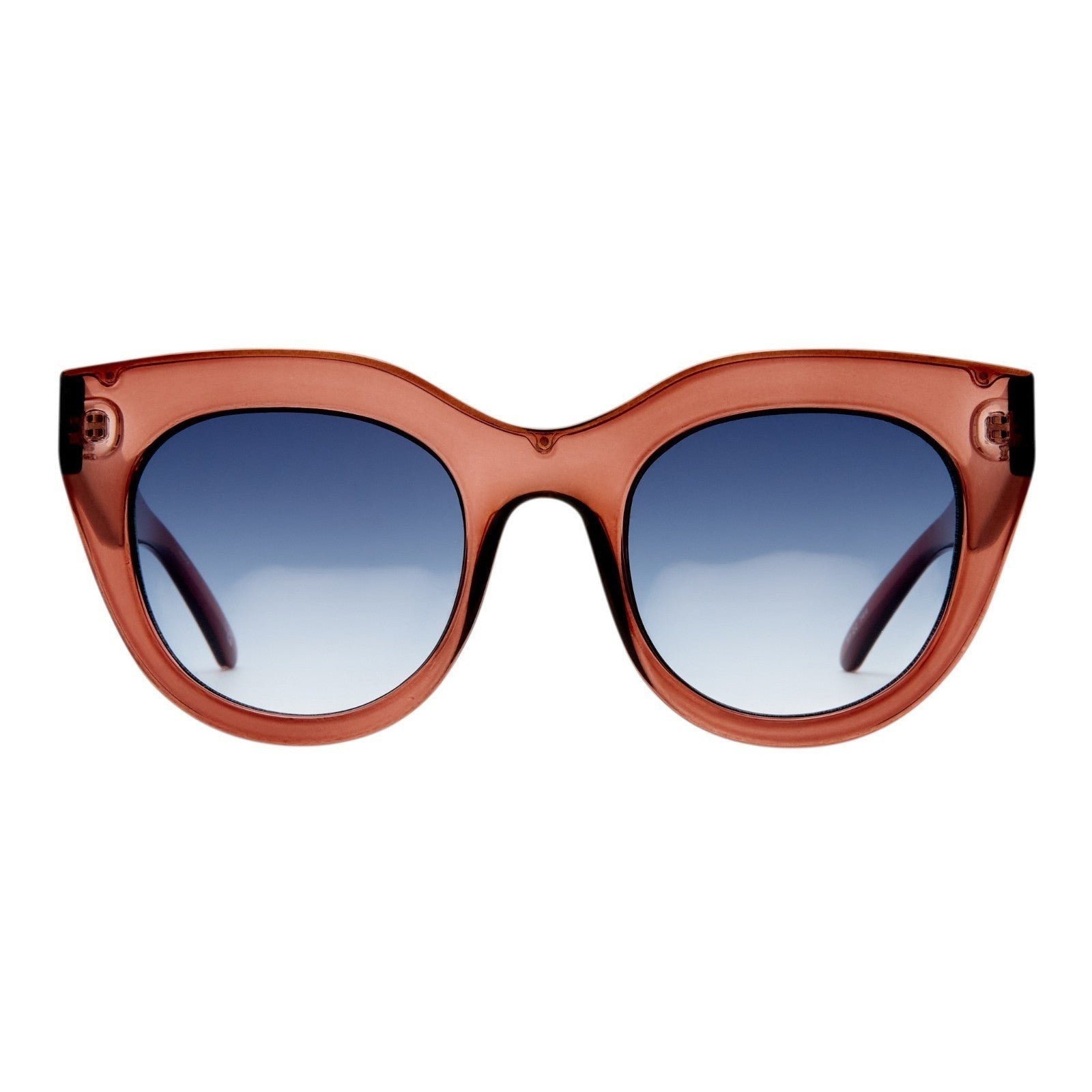 Naked Pear Le Specs Air Heart cat eye sunglasses in smokey pink transparent acetate with grey gradient lenses
