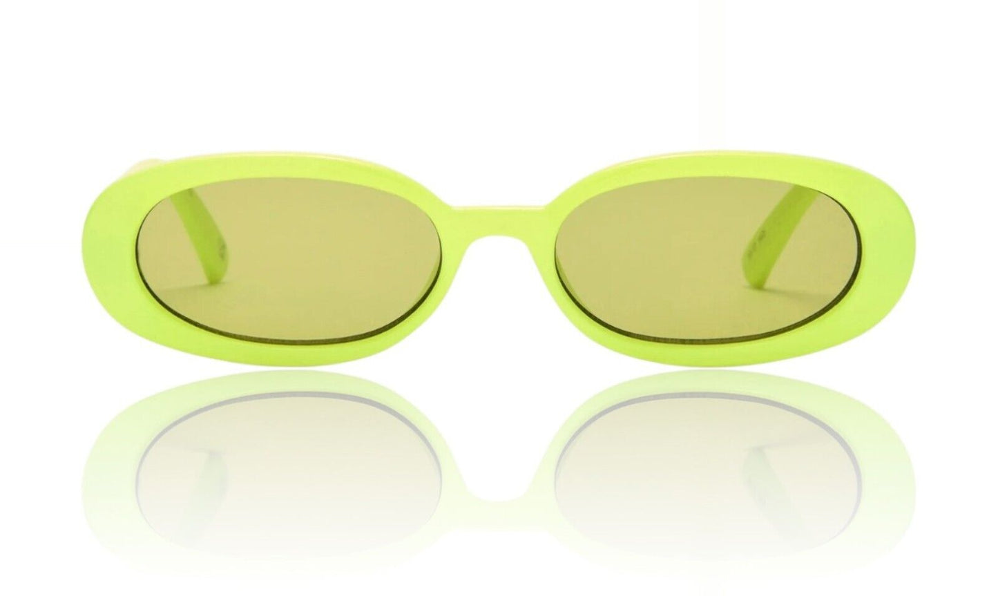 Le Specs Outta Love Sunglasses |Neon Yellow/Green, Oval, Small Frame, 90's Style