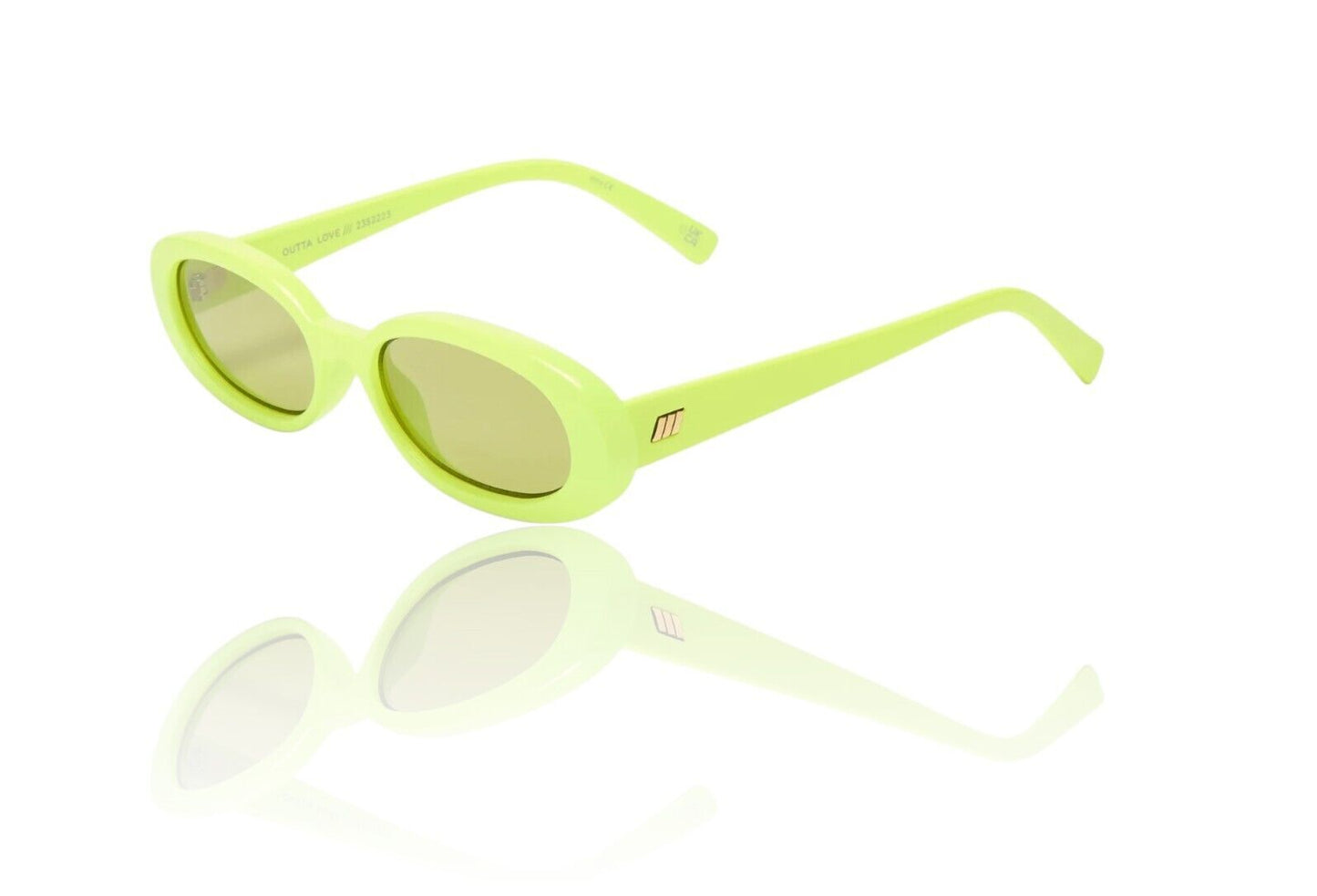 Le Specs Outta Love Sunglasses |Neon Yellow/Green, Oval, Small Frame, 90's Style